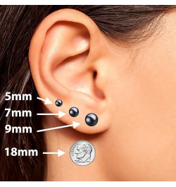 5-10mm Japanese Akoya Cultured Pearl Earrings Stud for Women AAA Black Earrings Sterling Silver Setting - 9.0 Millimeters Yel...