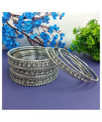 Boho Oxidized Bangles CZ Crystal Metal Indian Bracelet Bangle Set Jewelry for Women Multipack (Gold, Silver) 2-6 $8.70 Bracelets