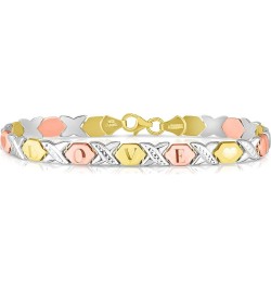 10k Fine Gold Stampato Xoxo Hugs and Kisses I Love You Chain Bracelet 8.0 Inches tri-color-gold $143.33 Bracelets