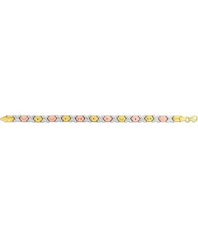 10k Fine Gold Stampato Xoxo Hugs and Kisses I Love You Chain Bracelet 8.0 Inches tri-color-gold $143.33 Bracelets