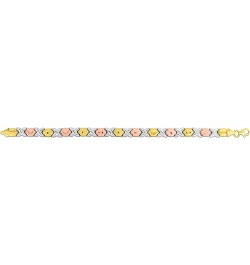 10k Fine Gold Stampato Xoxo Hugs and Kisses I Love You Chain Bracelet 8.0 Inches tri-color-gold $143.33 Bracelets