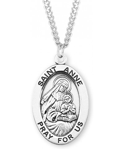 Sterling Silver Oval Patron Saint Medal St. Anne $23.01 Necklaces