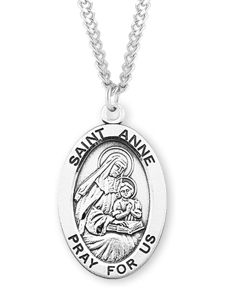 Sterling Silver Oval Patron Saint Medal St. Anne $23.01 Necklaces