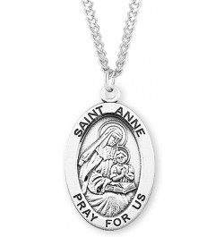 Sterling Silver Oval Patron Saint Medal St. Anne $23.01 Necklaces