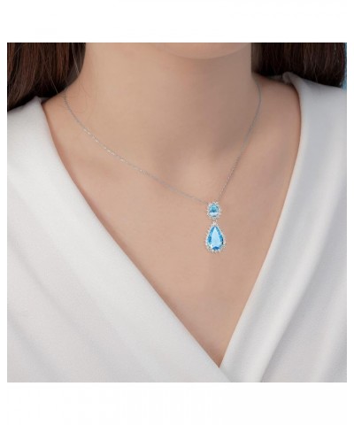 Teardrop Dangle Necklace & Earring Sets for women Trendy AAA Cubic Zirconia For Women Aqua Blue $14.78 Jewelry Sets