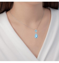 Teardrop Dangle Necklace & Earring Sets for women Trendy AAA Cubic Zirconia For Women Aqua Blue $14.78 Jewelry Sets