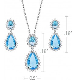 Teardrop Dangle Necklace & Earring Sets for women Trendy AAA Cubic Zirconia For Women Aqua Blue $14.78 Jewelry Sets