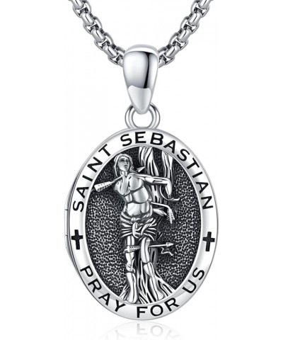 St Sebastian Necklace for Men Women 925 Sterling Silver Patron Saint Sebastian Pendant/St Sebastian Bracelet Religious Protec...