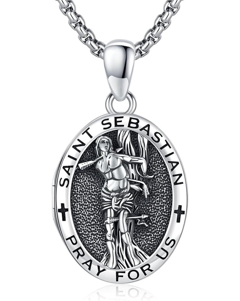 St Sebastian Necklace for Men Women 925 Sterling Silver Patron Saint Sebastian Pendant/St Sebastian Bracelet Religious Protec...