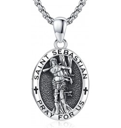 St Sebastian Necklace for Men Women 925 Sterling Silver Patron Saint Sebastian Pendant/St Sebastian Bracelet Religious Protec...