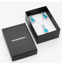 Teardrop Dangle Necklace & Earring Sets for women Trendy AAA Cubic Zirconia For Women Aqua Blue $14.78 Jewelry Sets