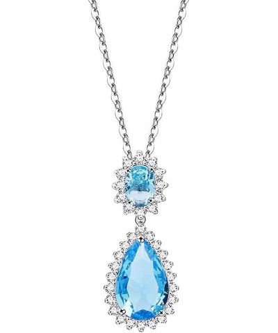 Teardrop Dangle Necklace & Earring Sets for women Trendy AAA Cubic Zirconia For Women Aqua Blue $14.78 Jewelry Sets