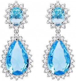 Teardrop Dangle Necklace & Earring Sets for women Trendy AAA Cubic Zirconia For Women Aqua Blue $14.78 Jewelry Sets