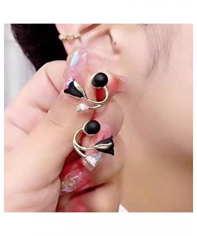 Fashion Shiny Rose Pearl Earrings, Sparkling Crystal Drop Earrings, Pearl Rose Earrings, Trendy (Red) Black $8.24 Earrings