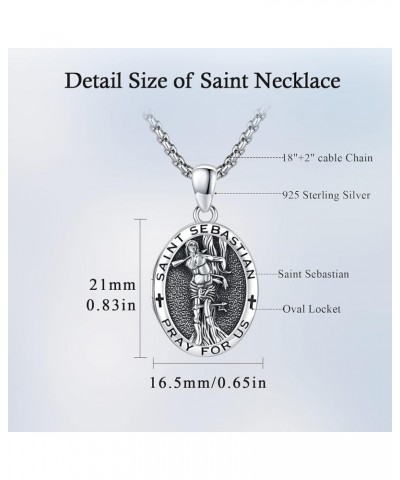 St Sebastian Necklace for Men Women 925 Sterling Silver Patron Saint Sebastian Pendant/St Sebastian Bracelet Religious Protec...