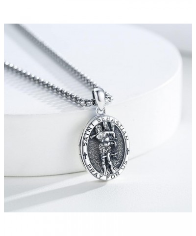 St Sebastian Necklace for Men Women 925 Sterling Silver Patron Saint Sebastian Pendant/St Sebastian Bracelet Religious Protec...