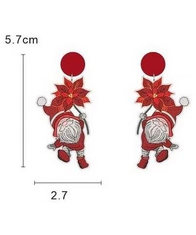 Christmas Earrings Red Pink Wooden Santa Earrings Red Maple Leaf Earrings Round Cowboy Hat Christmas Earrings Christmas Jewel...