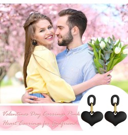 Valentines Day Earrings Pink Heart Earrings for Girlfriend Big Heart Hoop Dangle Earrings Pink Earrings for Women Valentines ...