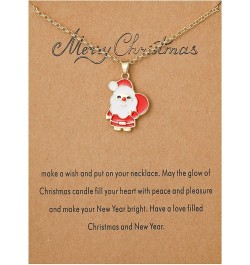 Christmas Necklace with Message Wish Card Christmas Tree Santa Claus Snowflake Pendant Necklace for Women Girls Thanksgiving ...