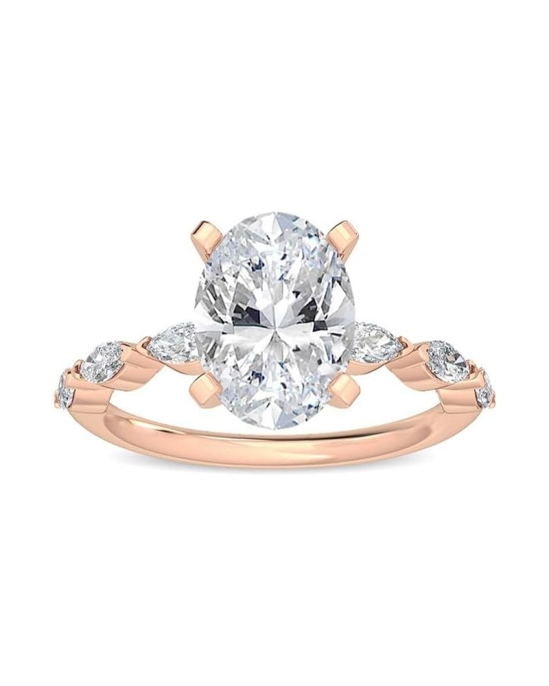 1-5 Carat (ctw) White Gold Oval,Marquise Cut LAB GROWN Diamond Side Stone Engagement Ring (Color E-F Clarity VS2-SI1) 8.0 Ros...