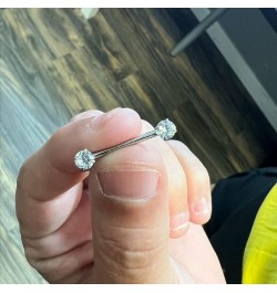 Staple Surface Barbell with Internally Threaded Prong set Clear Gem Surgical Steel 14G Sold Each 7/8" (22mm) $8.98 Body Jewelry