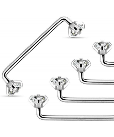 Staple Surface Barbell with Internally Threaded Prong set Clear Gem Surgical Steel 14G Sold Each 7/8" (22mm) $8.98 Body Jewelry