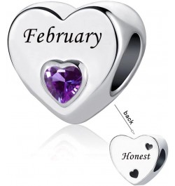 January-December Birthstone Charms12 Months Color Love Heart Crystal Birthday Bead for Girls Pandora Bracelets February Hones...