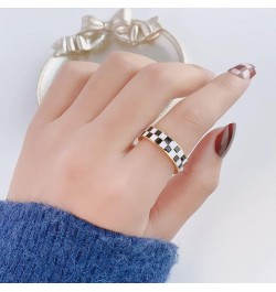 Checkerboard Bands Statement Finger Ring 14K Gold Black White Titanium steel Ring Size 5-10 8 $8.11 Rings