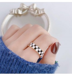 Checkerboard Bands Statement Finger Ring 14K Gold Black White Titanium steel Ring Size 5-10 8 $8.11 Rings