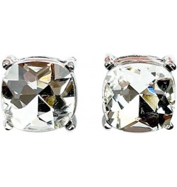 Sparkly Color Glass Post Earrings - Cushion Cut Solid, Square Lever, Round, Semi Precious Glitters Epoxy, For Women Crystal/R...