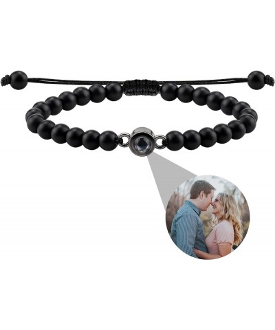 Custom Picture Bracelet Personalized Photo Projection Bracelets Bead Bracelet with Picture Inside Stone Braided Rope Bracelet...