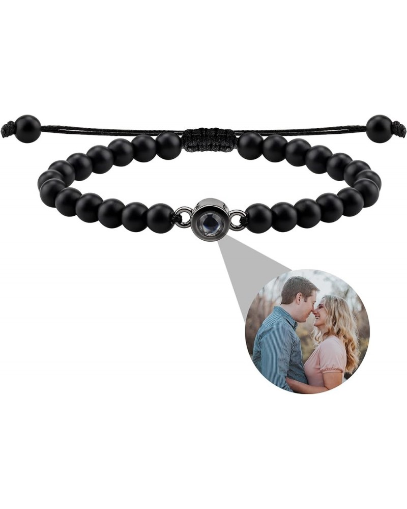 Custom Picture Bracelet Personalized Photo Projection Bracelets Bead Bracelet with Picture Inside Stone Braided Rope Bracelet...