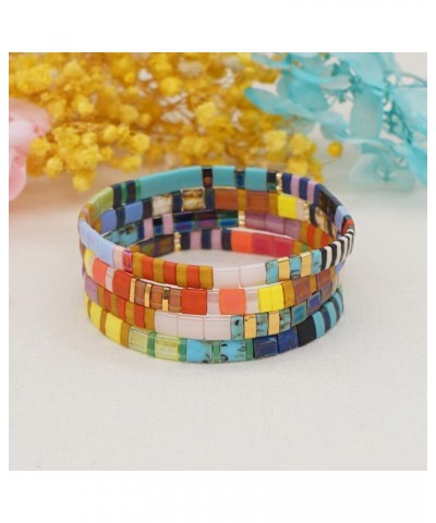 Tila Bracelet Multicolor Rainbow Summer Bohemian Style Japan Miyuki bead Stretch Bracelet for Women and Girl 210011B $10.50 B...