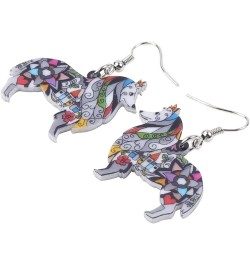 Dog Collection Border ROUGH COLLIE Statement Acrylic Pop-Art Long Drop Dangle Women Earrings Grey $7.66 Earrings