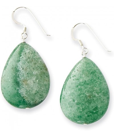 Sterling Silver Large Crack Aventurine Green Tear Drop Earrings $22.12 Earrings