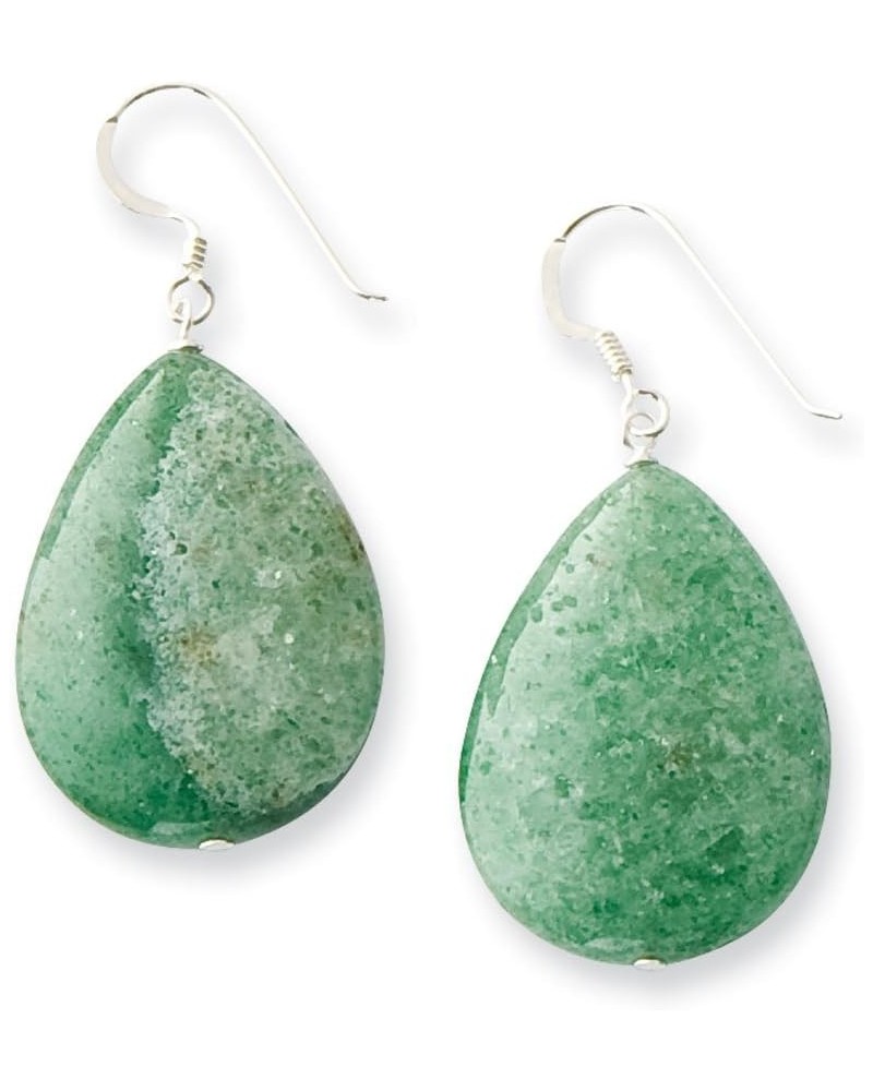 Sterling Silver Large Crack Aventurine Green Tear Drop Earrings $22.12 Earrings