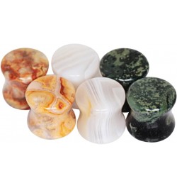 Set of 3 Pairs of Natural Green Eye Jasper, Grey Agate, Lace Agate Stone Plugs //Choose Size// 0 GA - 8mm $16.87 Body Jewelry