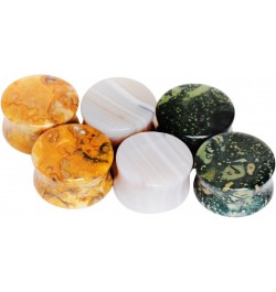 Set of 3 Pairs of Natural Green Eye Jasper, Grey Agate, Lace Agate Stone Plugs //Choose Size// 0 GA - 8mm $16.87 Body Jewelry