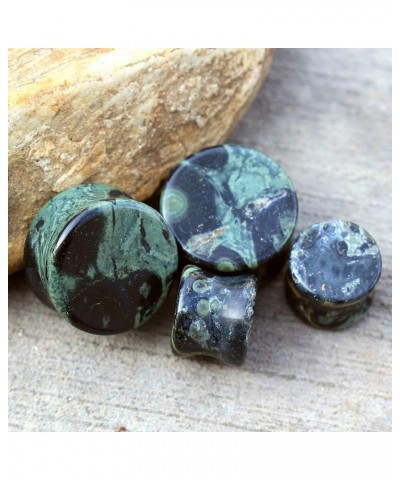 Set of 3 Pairs of Natural Green Eye Jasper, Grey Agate, Lace Agate Stone Plugs //Choose Size// 0 GA - 8mm $16.87 Body Jewelry