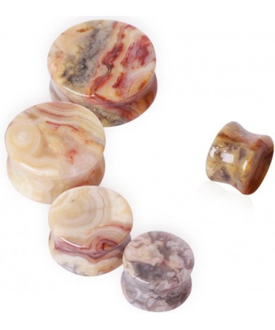 Set of 3 Pairs of Natural Green Eye Jasper, Grey Agate, Lace Agate Stone Plugs //Choose Size// 0 GA - 8mm $16.87 Body Jewelry