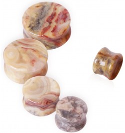 Set of 3 Pairs of Natural Green Eye Jasper, Grey Agate, Lace Agate Stone Plugs //Choose Size// 0 GA - 8mm $16.87 Body Jewelry