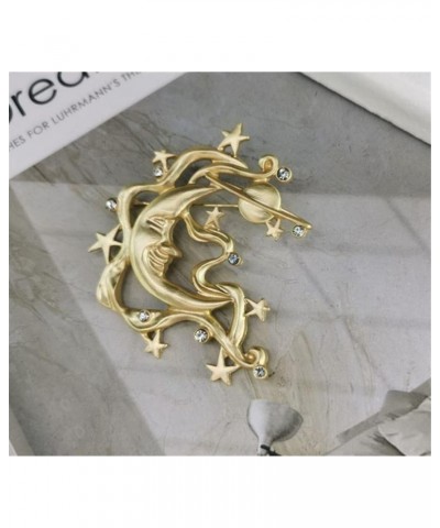 New Creative Fashion Retro Matte Golden Moon Goddess Brooch frosted Gold Diamond moon goddess accessories Badge Pin Women Acc...