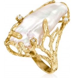 10x24mm Cultured Baroque Pearl Ring With Diamond Accents in 14kt Yellow Gold. Size 6 $212.38 Rings