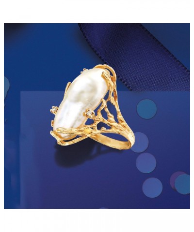 10x24mm Cultured Baroque Pearl Ring With Diamond Accents in 14kt Yellow Gold. Size 6 $212.38 Rings