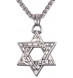 Star of David Necklace for Men Women Gold/Stainless Steel Hexagon Pendant with Cross/Ruby Stone/Classic Jewish Isael Necklace...