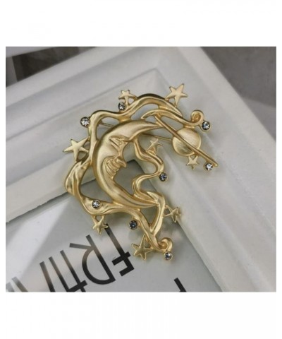 New Creative Fashion Retro Matte Golden Moon Goddess Brooch frosted Gold Diamond moon goddess accessories Badge Pin Women Acc...