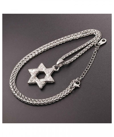 Star of David Necklace for Men Women Gold/Stainless Steel Hexagon Pendant with Cross/Ruby Stone/Classic Jewish Isael Necklace...