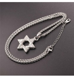 Star of David Necklace for Men Women Gold/Stainless Steel Hexagon Pendant with Cross/Ruby Stone/Classic Jewish Isael Necklace...