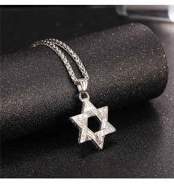 Star of David Necklace for Men Women Gold/Stainless Steel Hexagon Pendant with Cross/Ruby Stone/Classic Jewish Isael Necklace...