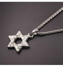 Star of David Necklace for Men Women Gold/Stainless Steel Hexagon Pendant with Cross/Ruby Stone/Classic Jewish Isael Necklace...